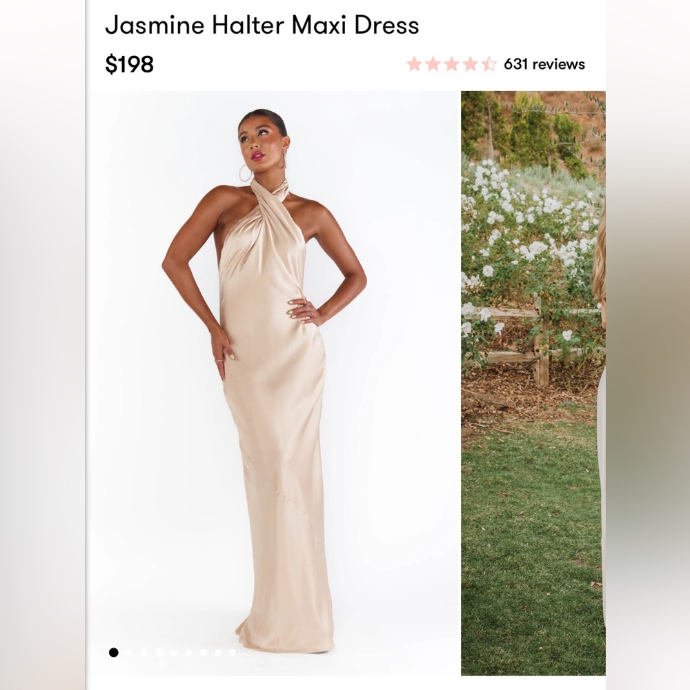 Show me your mumu halter dress in champagne